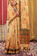 Honey Yellow Linen Blend Saree