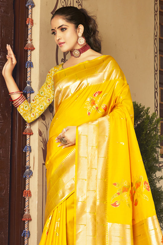 Turmeric Yellow Paithani Saree