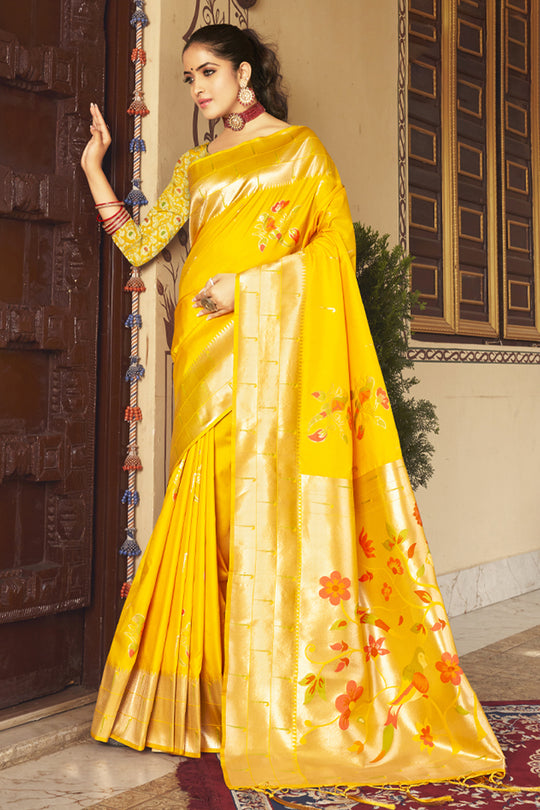 Turmeric Yellow Paithani Saree