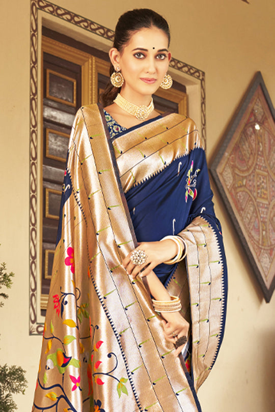 Navy Blue Paithani Saree