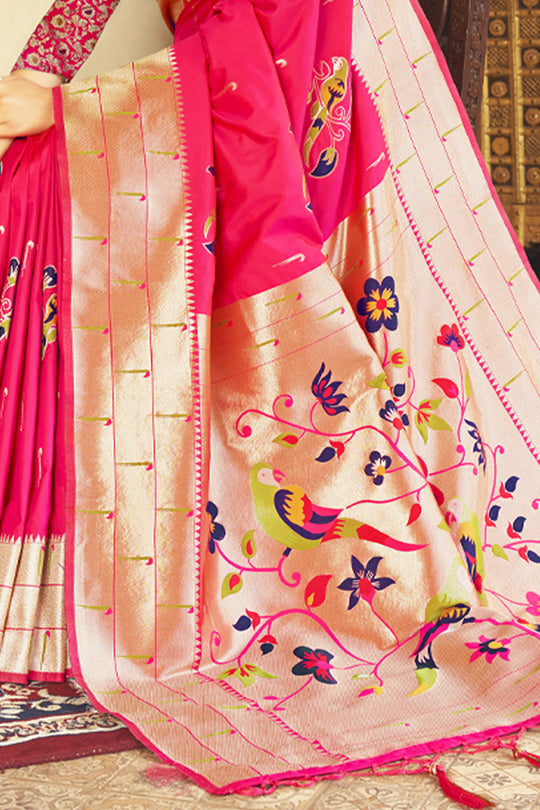 Hot Pink Paithani Saree