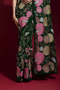 Forest Green Organza Silk Saree With Blouse Piece