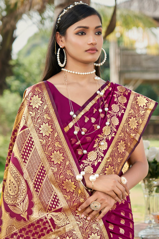 Purple Silk Saree With Blouse Piece