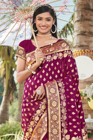 Purple Silk Saree With Blouse Piece