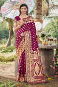 Purple Silk Saree With Blouse Piece