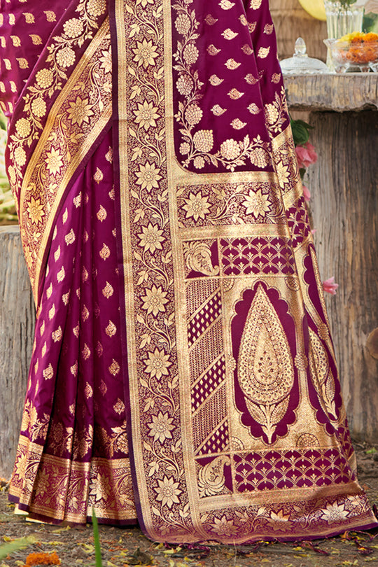 Purple Silk Saree With Blouse Piece