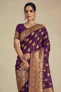 Purple Silk Saree With Blouse Piece