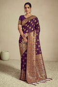 Purple Silk Saree With Blouse Piece