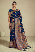 Blue Silk Saree With Blouse Piece