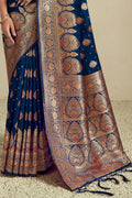 Blue Silk Saree With Blouse Piece