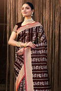 Brown Stain Silk Saree With Blouse Piece