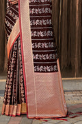 Brown Stain Silk Saree With Blouse Piece