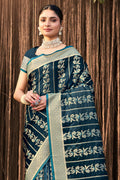 Sea Green Stain Silk Saree With Blouse Piece