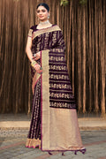 Purple Stain Silk Saree With Blouse Piece