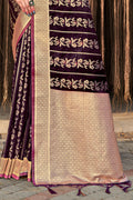 Purple Stain Silk Saree With Blouse Piece