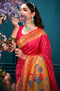 Pink Paithani Silk Saree With Blouse Piece