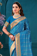 Blue Paithani Silk Saree With Blouse Piece