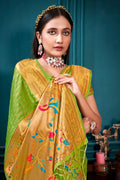 Green Paithani Silk Saree With Blouse Piece