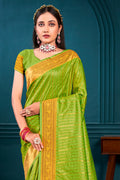 Green Paithani Silk Saree With Blouse Piece