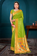 Green Paithani Silk Saree With Blouse Piece