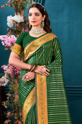 Green Paithani Silk Saree With Blouse Piece