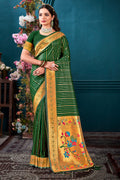 Green Paithani Silk Saree With Blouse Piece