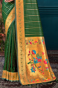 Green Paithani Silk Saree With Blouse Piece