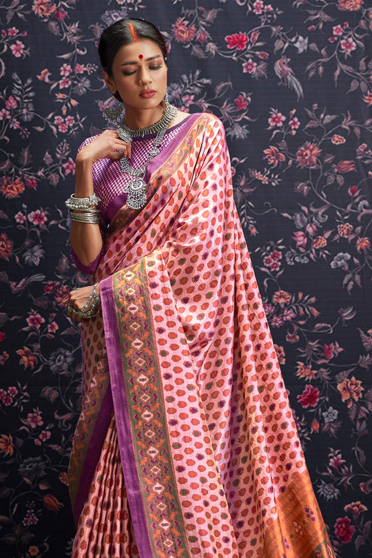 Vivid Pink Patola Saree
