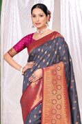 Slate Grey Banarasi Saree