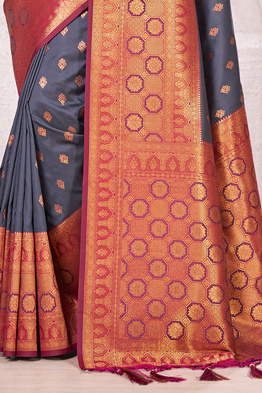 Slate Grey Banarasi Saree