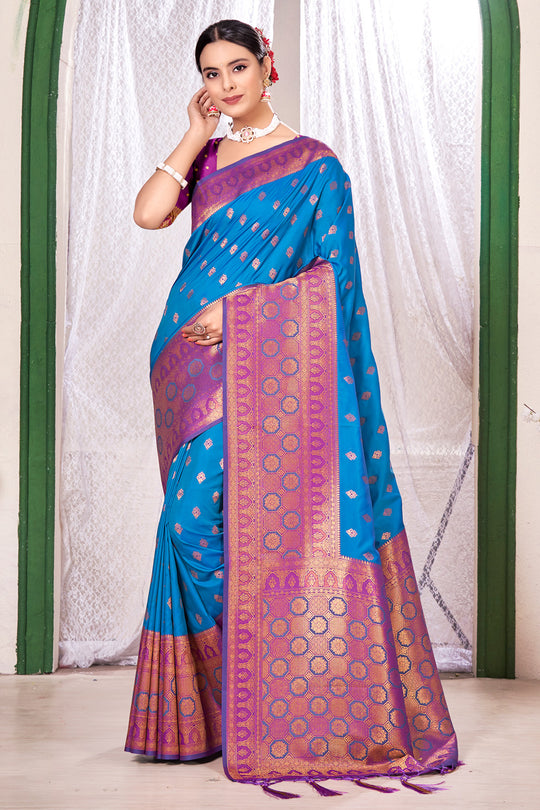 Deep Blue Banarasi Saree