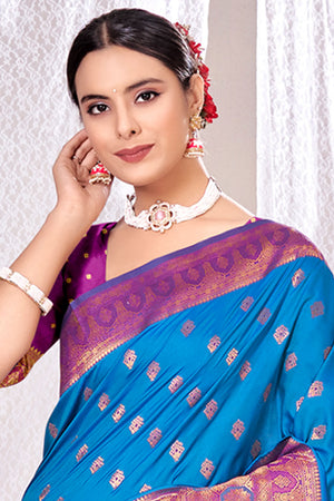 Deep Blue Banarasi Saree