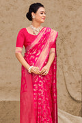 Ruby Pink Banarasi saree