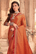 Womens Cotton Red Saree With Blouse Piece