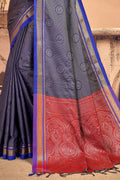 Womens Cotton Blue Saree With Blouse Piece