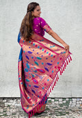 Rama Banarasi Silk Blend Saree With Blouse Piece