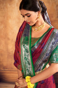 Womens Cotton Maroon Saree With Blouse Piece