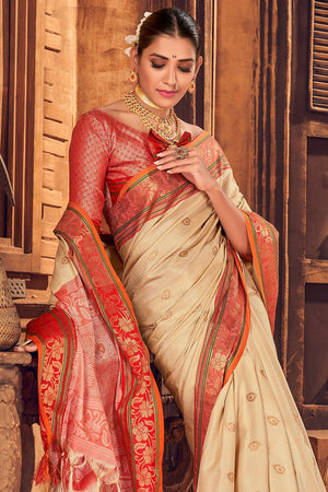 Cream Khun Saree