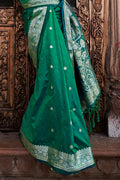 Emerald Green Satin Saree