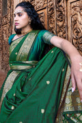 Emerald Green Satin Saree