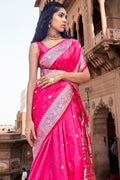 Hot Pink Satin Saree