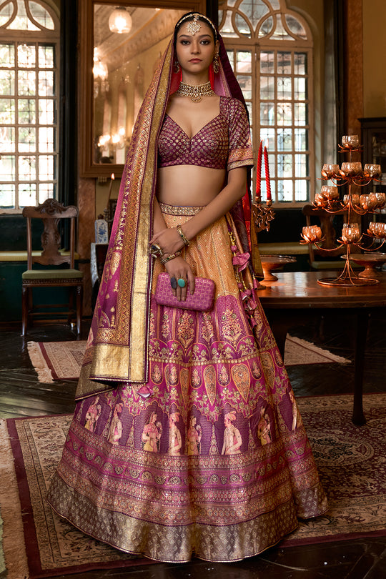 Lilac Purple Silk Lehenga Choli
