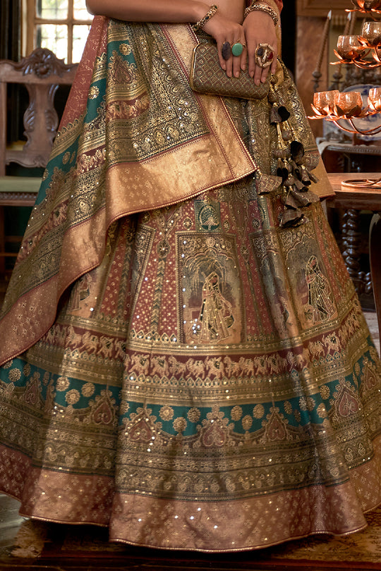 Forest Green Silk Lehenga Choli