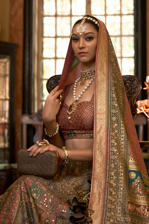 Forest Green Silk Lehenga Choli