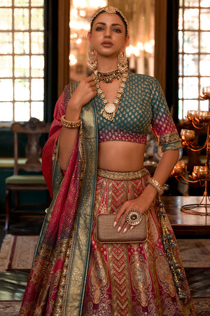 Scarlet Red Silk Lehenga Choli