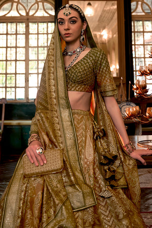 Dark Green Silk Lehenga Choli