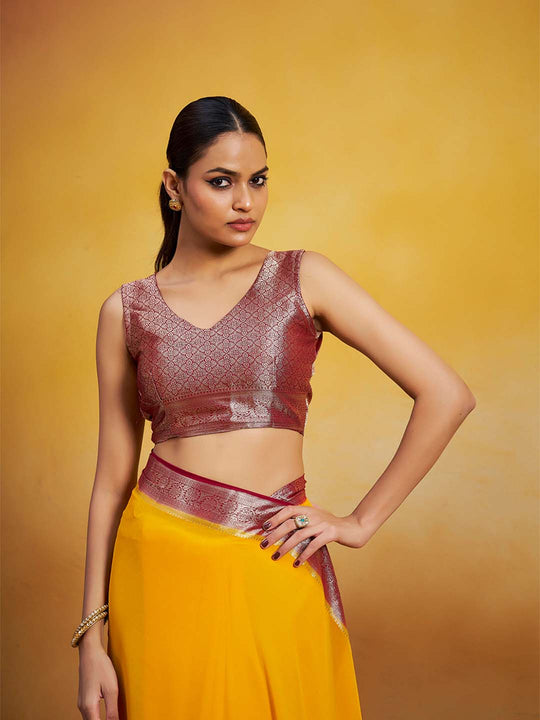 Georgette Kanjeevaram Silk Saree With Blouse Piece