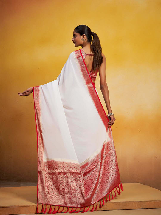 Georgette Kanjeevaram Silk Saree With Blouse Piece