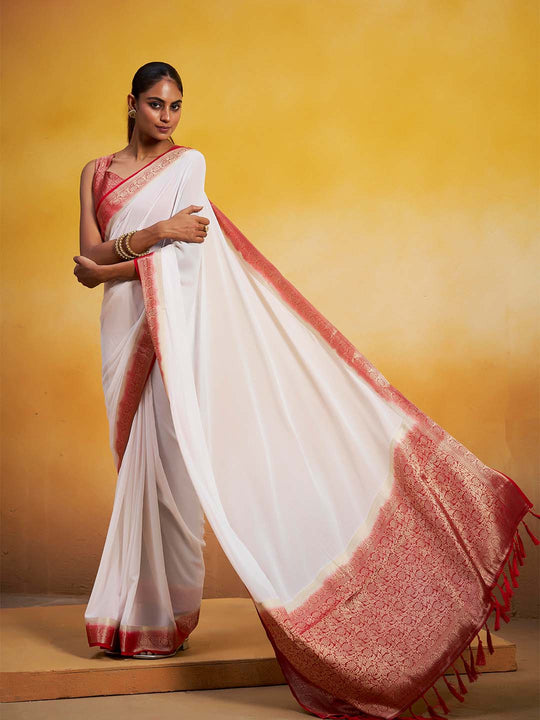 Georgette Kanjeevaram Silk Saree With Blouse Piece