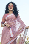 Flamingo Pink Organza Saree